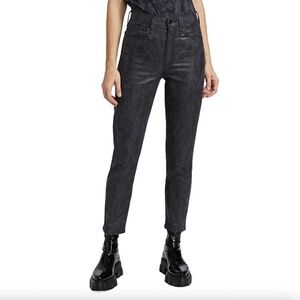 rag & bone Nina‎ High-Rise Cigarette Black Cropped Coated 27 Jeans